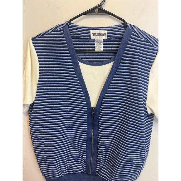 Vintage 90s Alfred Dunner Short Sleeve Blue Zip Sweater Vest Size Small - Picture 6 of 8